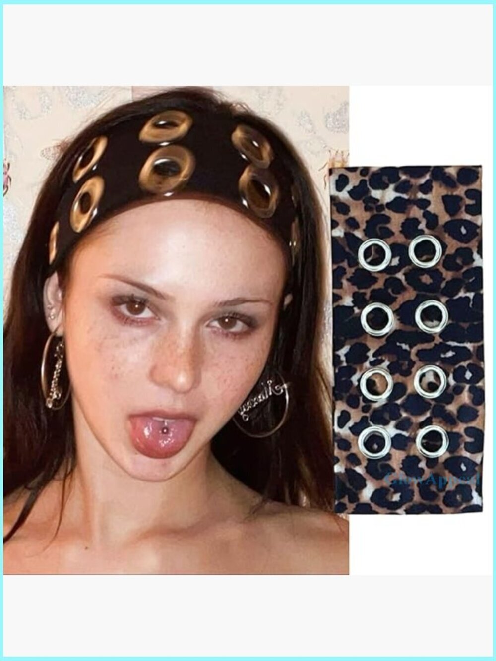 Stretch Grommet Eyelet Headband Punk Y2K Hair Accessory Streetwear Gothic